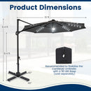 10 FT Cantilever Patio Umbrella with Solar LED Lights 360° Rotation