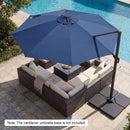10 FT Cantilever Patio Umbrella with Solar LED Lights 360° Rotation