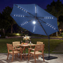 10 FT Cantilever Patio Umbrella with Solar LED Lights 360° Rotation
