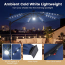 10 FT Cantilever Patio Umbrella with Solar LED Lights 360° Rotation