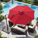 10 FT Cantilever Patio Umbrella with Solar LED Lights 360° Rotation