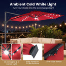 10 FT Cantilever Patio Umbrella with Solar LED Lights 360° Rotation