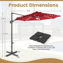 10 FT Cantilever Patio Umbrella with Solar LED Lights 360° Rotation