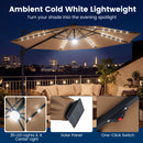 10 FT Cantilever Patio Umbrella with Solar LED Lights 360° Rotation