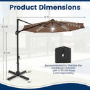 10 FT Cantilever Patio Umbrella with Solar LED Lights 360° Rotation