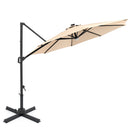 10 FT Cantilever Patio Umbrella with Solar LED Lights 360° Rotation