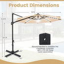 10 FT Cantilever Patio Umbrella with Solar LED Lights 360° Rotation