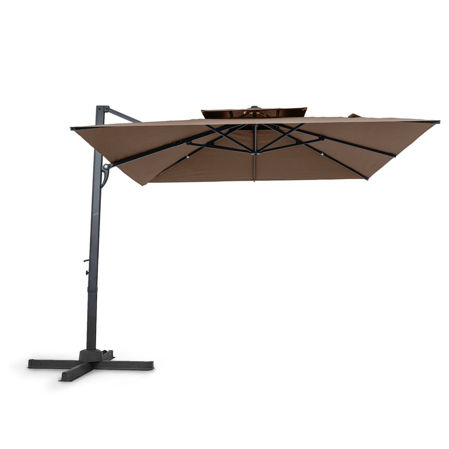 10 FT Patio Cantilever Umbrella with 360° Rotation and 8 Sturdy Ribs for Backyard