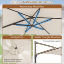 10 FT Patio Cantilever Umbrella with 360° Rotation and Air Vent for Backyard and Poolside