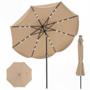 10 FT Scalloped Solar Patio Umbrella with 24 LED Lights and Tilt Adjustment
