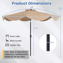 10 FT Scalloped Solar Patio Umbrella with 24 LED Lights and Tilt Adjustment