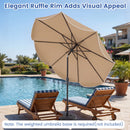 10 FT Scalloped Solar Patio Umbrella with 24 LED Lights and Tilt Adjustment