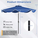 10 FT Scalloped Solar Patio Umbrella with 24 LED Lights and Tilt Adjustment