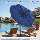 10 FT Scalloped Solar Patio Umbrella with 24 LED Lights and Tilt Adjustment