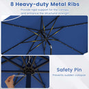 10 FT Scalloped Solar Patio Umbrella with 24 LED Lights and Tilt Adjustment