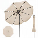 10 FT Scalloped Solar Patio Umbrella with 24 LED Lights and Tilt Adjustment