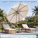 10 FT Scalloped Solar Patio Umbrella with 24 LED Lights and Tilt Adjustment