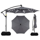 10 FT Solar LED Offset Cantilever Patio Umbrella Hanging Outdoor Market Umbrella