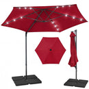 10 Feet Patio Cantilever Umbrella with Solar LED Lights