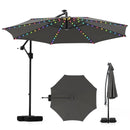 10 Feet Solar Offset Hanging Umbrella with Base and LED Lights