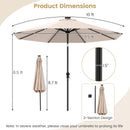 10 Feet Solar Patio Umbrella with 96 Multi-Colored Flowing LED Lights and Tilt Adjustment