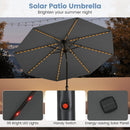 10 Feet Solar Patio Umbrella with 96 Multi-Colored Flowing LED Lights and Tilt Adjustment