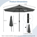 10 Feet Solar Patio Umbrella with 96 Multi-Colored Flowing LED Lights and Tilt Adjustment