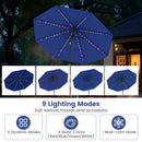 10 Feet Solar Patio Umbrella with 96 Multi-Colored Flowing LED Lights and Tilt Adjustment