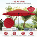 10 Feet Solar Patio Umbrella with 96 Multi-Colored Flowing LED Lights and Tilt Adjustment