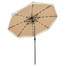 10 Feet Solar Patio Umbrella with 24 LED Lights for Yard