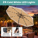 10 Feet Solar Patio Umbrella with 24 LED Lights for Yard