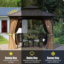 10 X 10 Feet Hardtop Gazebo with Netting and Curtain for Patio Backyard-Coffee