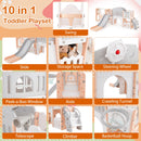 10-in-1 Toddler Swing and Slide Set Climber Playset with Basketball Hoop