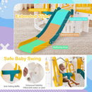 10-in-1 Toddler Swing and Slide Set Climber Playset with Basketball Hoop