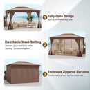 10 x 13 Feet Patio Gazebo Double-Roof with Mesh Netting and Privacy Curtains