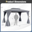 10 x 13 Feet Patio Gazebo Double-Roof with Mesh Netting and Privacy Curtains