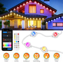 101FT Length Permanent Outdoor Lights With 72Pcs RGB Beads IP67 Waterproof Smart Eave Light For Halloween Christmas Daily House Lighting Works with Al