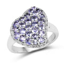 1.63 Carat Genuine Tanzanite .925 Sterling Silver Ring