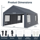 Portable Garage 10x20 FT with Dual Doors and Mesh Windows