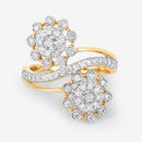 0.56 Carat Genuine White Diamond 14K Yellow Gold Ring (E-F Color, SI1-SI2 Clarity)