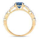 1.27 Carat Genuine Blue Sapphire and White Diamond 14K Yellow Gold Ring