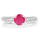 1.49 Carat Genuine Ruby and White Diamond 14K White Gold Ring (I Color, SI Clarity)