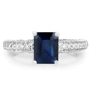 1.55 Carat Genuine Blue Sapphire and White Diamond 14K White Gold Ring (I Color, SI Clarity)