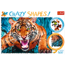 Crazy Shape 600 Piece Jigsaw Puzzles, Facing a Tiger, Animal Puzzle with Tiger, Adult Puzzles, Trefl 11110