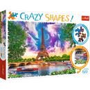Crazy Shape 600 Piece Jigsaw Puzzles, Sky Over Paris, Puzzle of France, Eiffel Tower and French Cityscape, Adult Puzzles, Trefl 11115