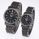 Simple Casual Quartz Watch with Steel Strap and Diamond Detailing
