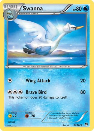Swanna 037/122 - XY  BREAKpoint Reverse Holofoil