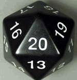 55mm D20 (Black w/ white) Spin-Down Die