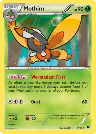 Mothim 004/124 - XY  Fates Collide Reverse Holofoil
