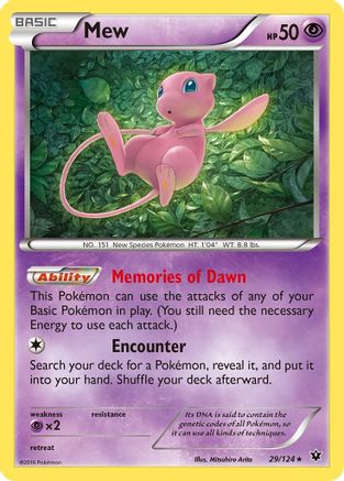 Mew 029/124 - XY  Fates Collide Reverse Holofoil